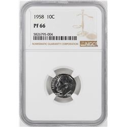 1958 Proof Roosevelt Dime Coin NGC PF66