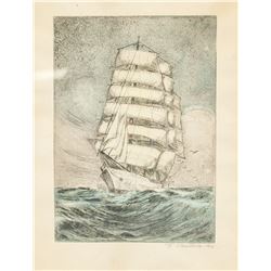 European Litho on Paper Signed illegibly