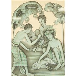 I Made Budi born 1932 Indonesian Watercolor/Paper