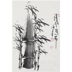 Chinese Ink Bamboo Scroll Signed by Artist