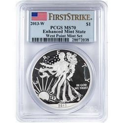 2013-W $1 Enhanced Mint State American Silver Eagle Coin PCGS MS70 First Strike