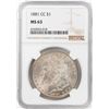 Image 1 : 1881-CC $1 Morgan Silver Dollar Coin NGC MS63