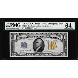 1934A $10 North Africa WWII Emergency Silver Certificate Note PMG Ch. Uncirculated 64