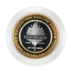 .999 Silver Eldorado Hotel and Casino $10 Casino Gaming Token Limited Edition
