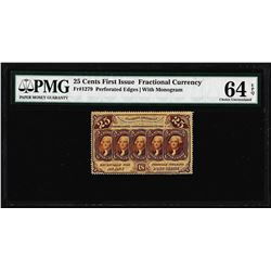 1862 First Issue 25 Cent Fractional Currency Note Fr.1279 PMG Choice Uncirculated 64EPQ