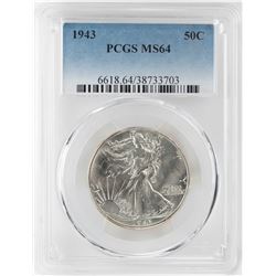 1943 Walking Liberty Half Dollar Coin PCGS MS64