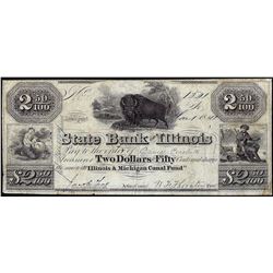 1841 $2.50 State Bank of Illinois Lockport Obsolete Banknote