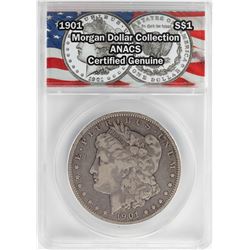 1901 $1 Morgan Silver Dollar Coin ANACS Certified Genuine