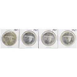 Lot of (4) 1967 $1 Canada Silver Dollar Coins