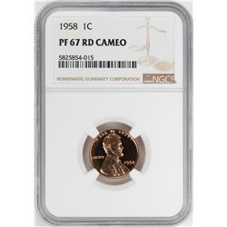 1958 Proof Lincoln Wheat Cent Coin NGC PF67RD Cameo