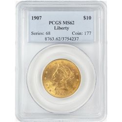 1907 $10 Liberty Head Eagle Gold Coin PCGS MS62