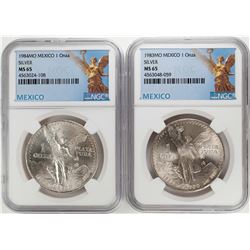 1983-1984Mo Mexico 1 Onza Libertad Silver Coins NGC MS65