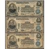 Image 1 : Lot of (3) 1902 PB $5 First NB of Washington, PA CH# 586 National Currency Notes