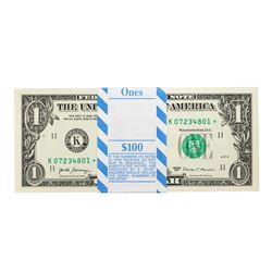 Pack of (100) Consecutive 2017 $1 Federal Reserve STAR Notes Dallas