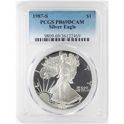 1987-S $1 Proof American Silver Eagle Coin PCGS PR69DCAM