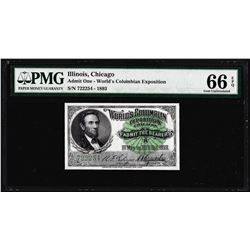 1893 World's Columbian Exposition Ticket Lincoln PMG Gem Uncirculated 66EPQ