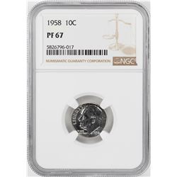 1958 Proof Roosevelt Dime Coin NGC PF67