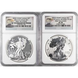 2013-W $1 West Point Proof Silver Eagle Coin Set NGC PF70/SP70 First Releases
