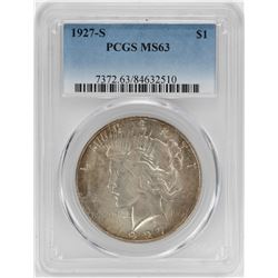 1927-S $1 Peace Silver Dollar Coin PCGS MS63