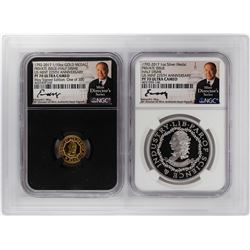 1792-2017 Half Disme 1/10 oz. Gold & 1oz. Silver Medals NGC PF70 W/ Moy Signature Set