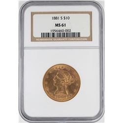 1881-S $10 Liberty Head Eagle Gold Coin NGC MS61