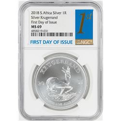 2018 South Africa Krugerrand Silver Coin NGC MS69 First Day of Issue
