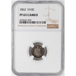 1862 Proof Seated Liberty Half Dime Coin NGC PF63 Cameo