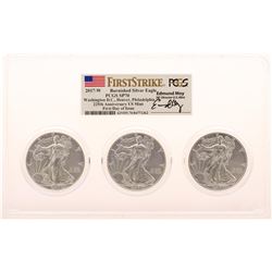 2017-W Burnished Silver Eagle Location Set PCGS SP70 First Strike Edmund Moy Signature