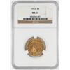 Image 1 : 1912 $5 Indian Head Half Eagle Gold Coin NGC MS61