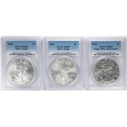 Lot of 2009-2011 $1 American Silver Eagle Coins PCGS MS69