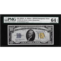 1934A $10 North Africa WWII Emergency Issue Silver Certificate Note PMG Ch. Unc 64EPQ