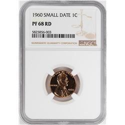 1960 Small Date Proof Lincoln Memorial Cent Coin NGC PF68RD