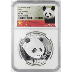 2018 10 Yuan China Panda Silver Coin NGC MS70 Early Releases White Core