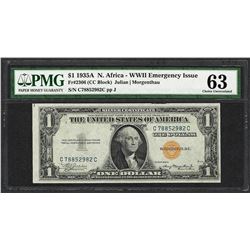 1935A $1 North Africa Silver Certificate WWII Emergency Note PMG Choice Uncirculated 63