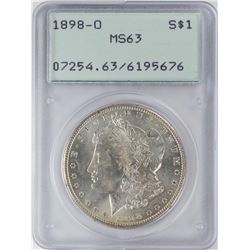 1898-O $1 Morgan Silver Dollar Coin PCGS MS63 Old Green Rattler