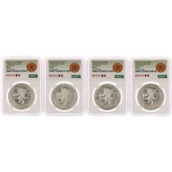 Lot of (4) 1968Mo Mexico 25 Pesos Olympics Commemorative Silver Coins NGC MS66