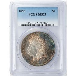 1886 $1 Morgan Silver Dollar PCGS MS63 Nice Toning