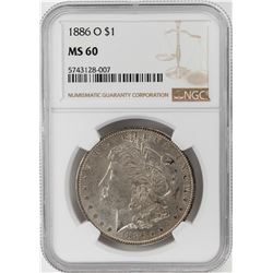 1886-O $1 Morgan Silver Dollar Coin NGC MS60