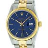 Image 1 : Rolex Mens Two Tone 14K Blue Index 36MM Datejust Wristwatch