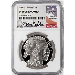 2001-P $1 Proof American Buffalo Commemorative Silver Dollar Coin NGC PF70 Mike Castle