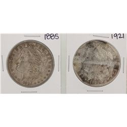 1885 & 1921 $1 Morgan Silver Dollar Coins