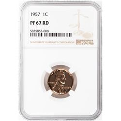 1957 Proof Lincoln Wheat Cent Coin NGC PF67RD