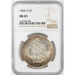 1904-O $1 Morgan Silver Dollar Coin NGC MS65 Nice Toning