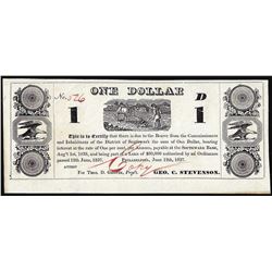 1837 $1 District of Southwark, PA Obsolete Banknote