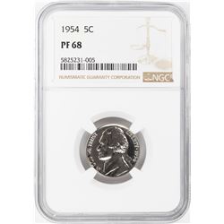 1954 Proof Jefferson Nickel Coin NGC PF68