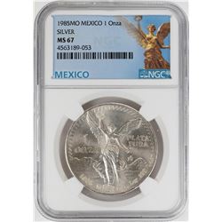 1985Mo Mexico 1 Onza Libertad Silver Coin NGC MS67