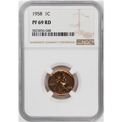 1958 Proof Lincoln Wheat Cent Coin NGC PF69RD Graded Top Pop