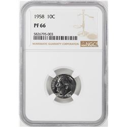 1958 Proof Roosevelt Dime Coin NGC PF66