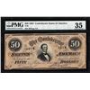 Image 1 : 1864 $50 Confederate States of America Note T-66 PMG Choice Very Fine 35