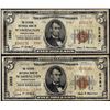 Image 1 : Lot of 1929 Type 2 $5 Citizens NB of Washington, PA CH# 3383 National Currency Notes